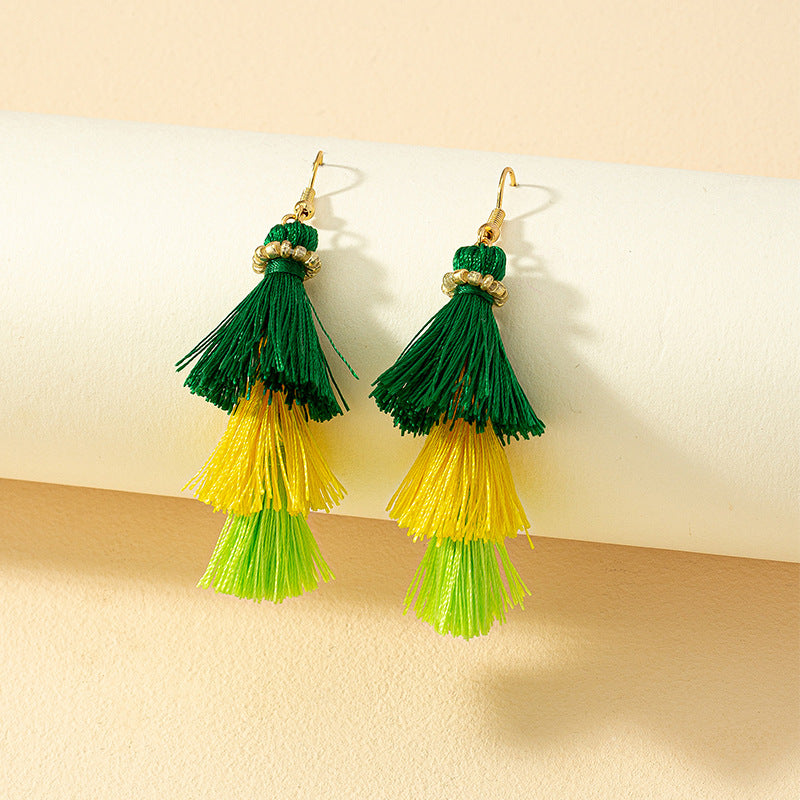 Luxurious Vienna Verve Metal Tassel Earrings with Celebrity Charm