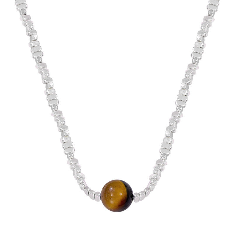 Everyday Genie Titanium Steel Tiger Eye Pendant Necklace