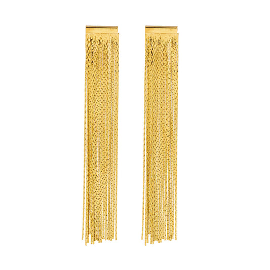 Fashionable Retro Tassel Earrings with Sterling Silver Needles and Alloy Main Material