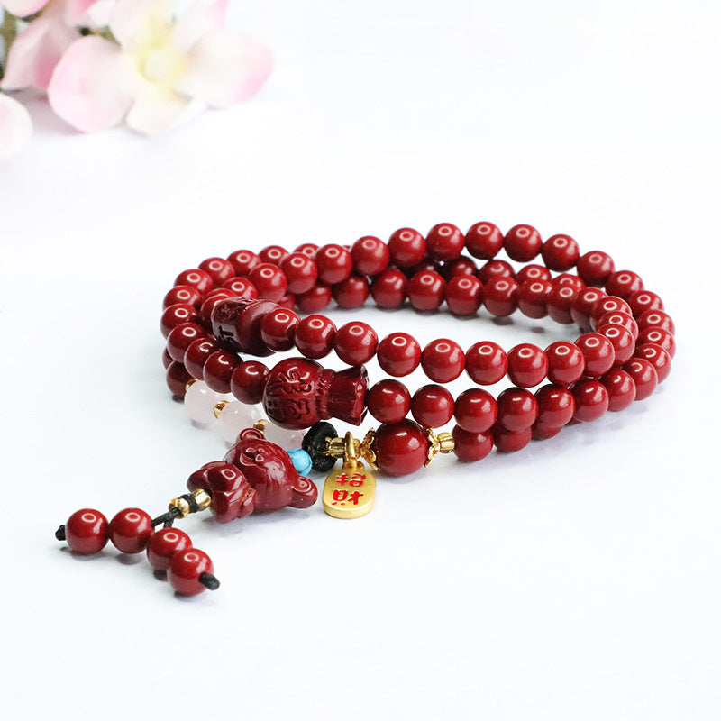 Fortune's Favor Sterling Silver Cinnabar Tiger Blessing Bracelet