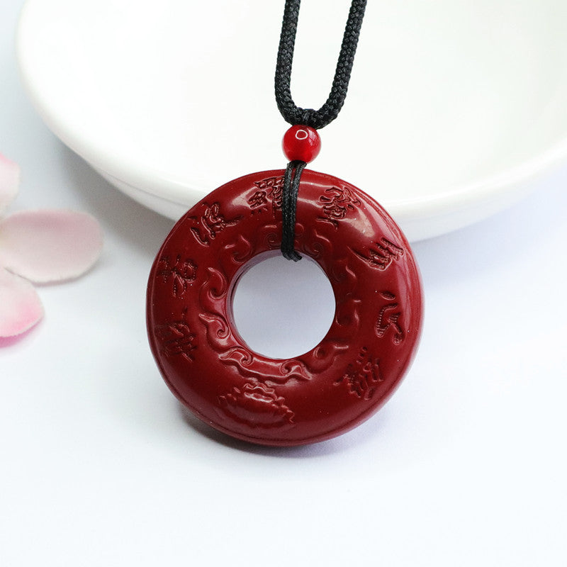 Cinnabar Pendant Purple Gold Sand Heart Sutras The Peace Buckle Pendant