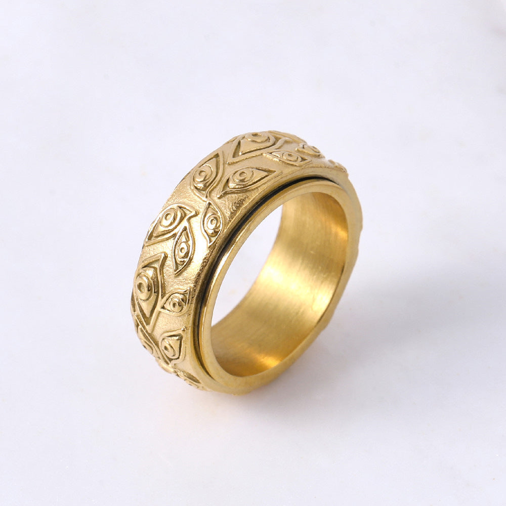 Wholesale Personalized Retro Men's Rotating Titanium Steel Ring in European and American Foreign Trade Jewelry Market