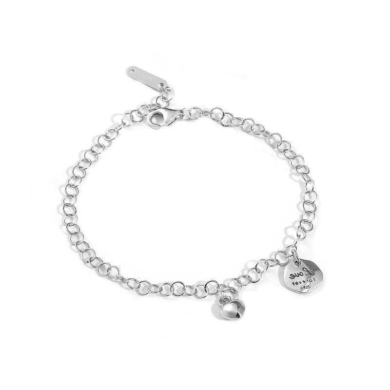 Letter LOVE Small Disc Sterling Silver Bracelet