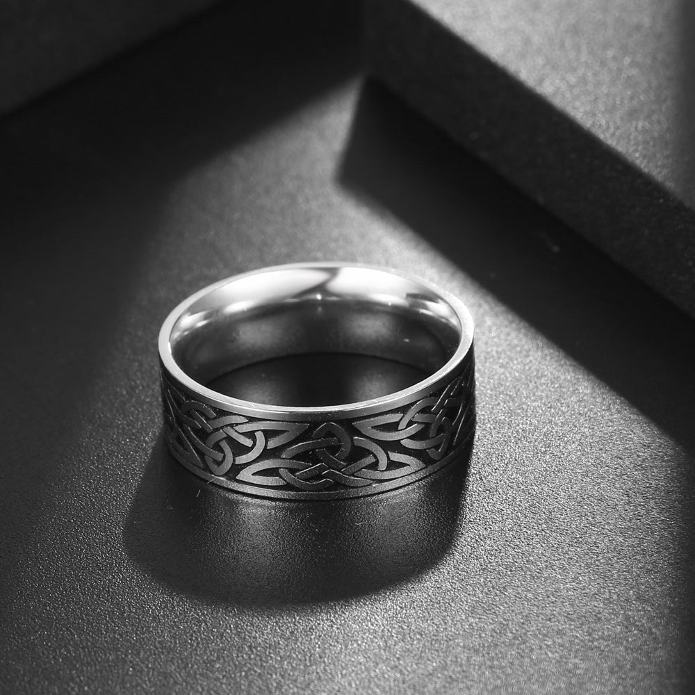 Nordic-Inspired Titanium Steel Men's Hip-Hop Ring - Customizable Fashion Jewelry