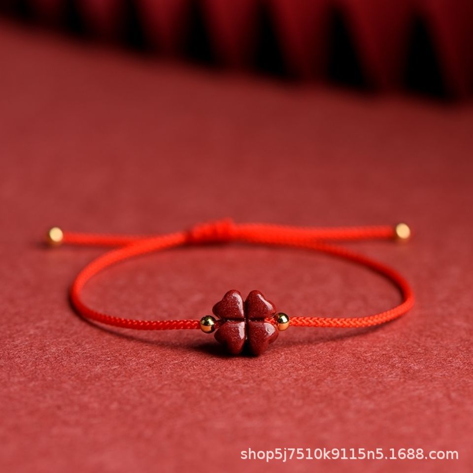 Lucky Charms Sterling Silver Bracelet with Cinnabar Stone