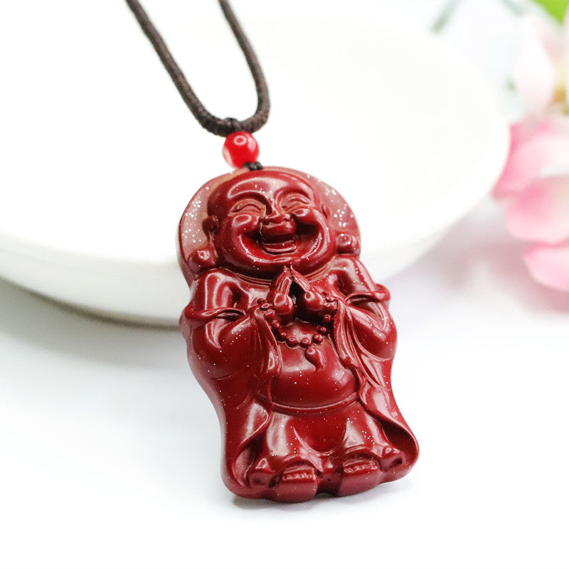 Purple Gold Sand Standing Buddha Pendant