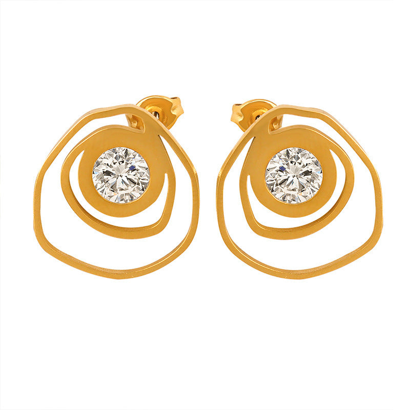 Elegant Zircon Stud Earrings with Geometric Design