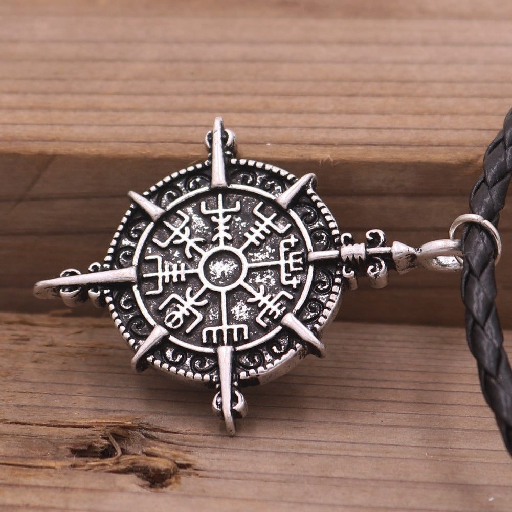 Viking Odin Compass Amulet Pendant Necklace from Norse Legacy Collection