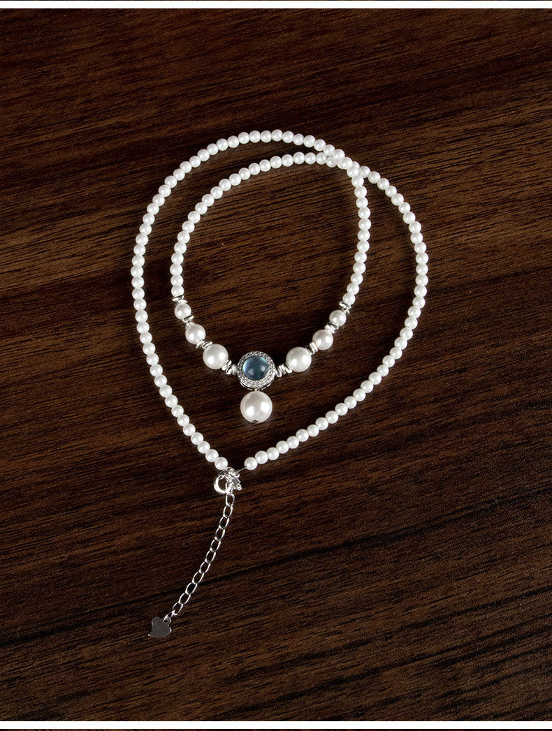 Fortune's Favor Sterling Silver Aquamarine and Pearl Necklace