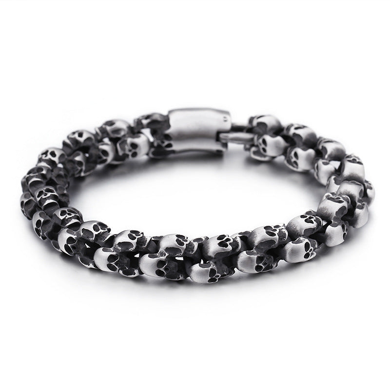 Trendy Men's Skull Bracelet in Retro Titanium Steel - Personalized Stainless Steel Ghost Head Jewelry Wholesale