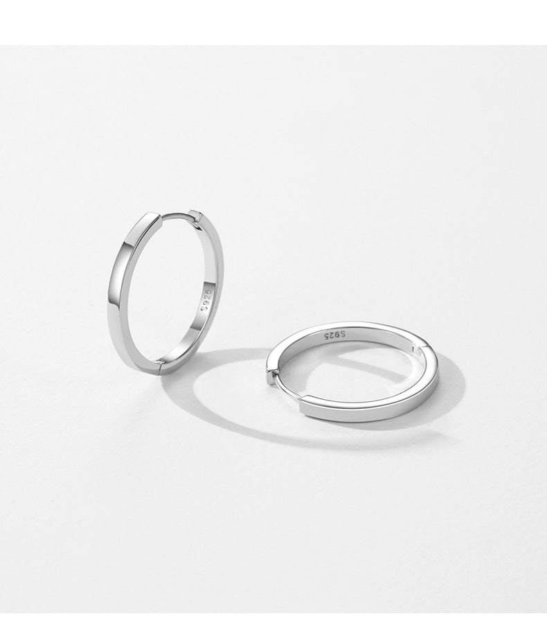 S925 Sterling Silver Plain Ring Earrings for Women