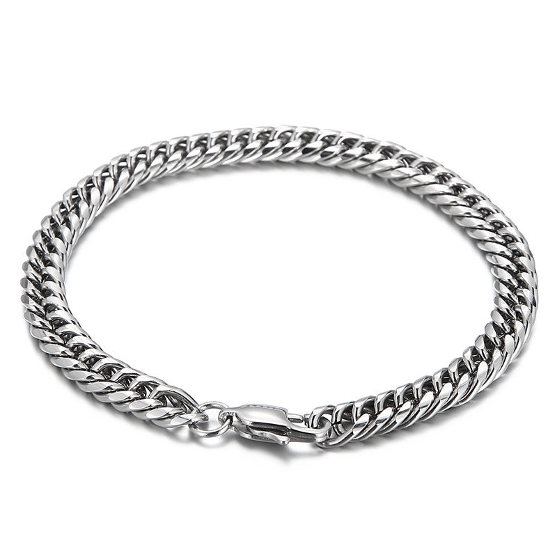 Customizable Handmade Jewelry: Japanese and Korean Inspired Titanium Steel Cuban Chain Bracelets for Men and Women