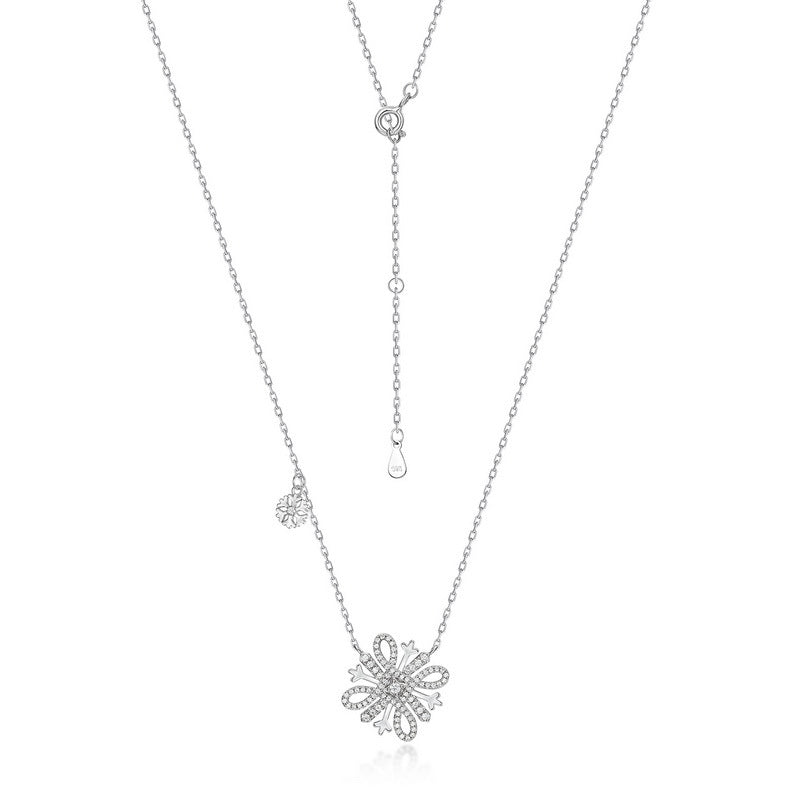 Christmas Zircon Snowflake Pendant Sterling Silver Necklace