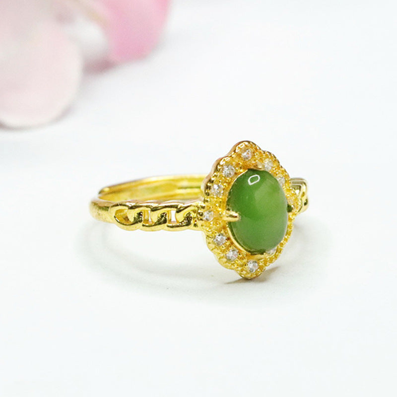 Fortune's Jade Zircon Chain Ring