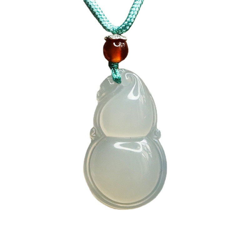 Natural Ice White Chalcedony Gourd Pendant Jewelry