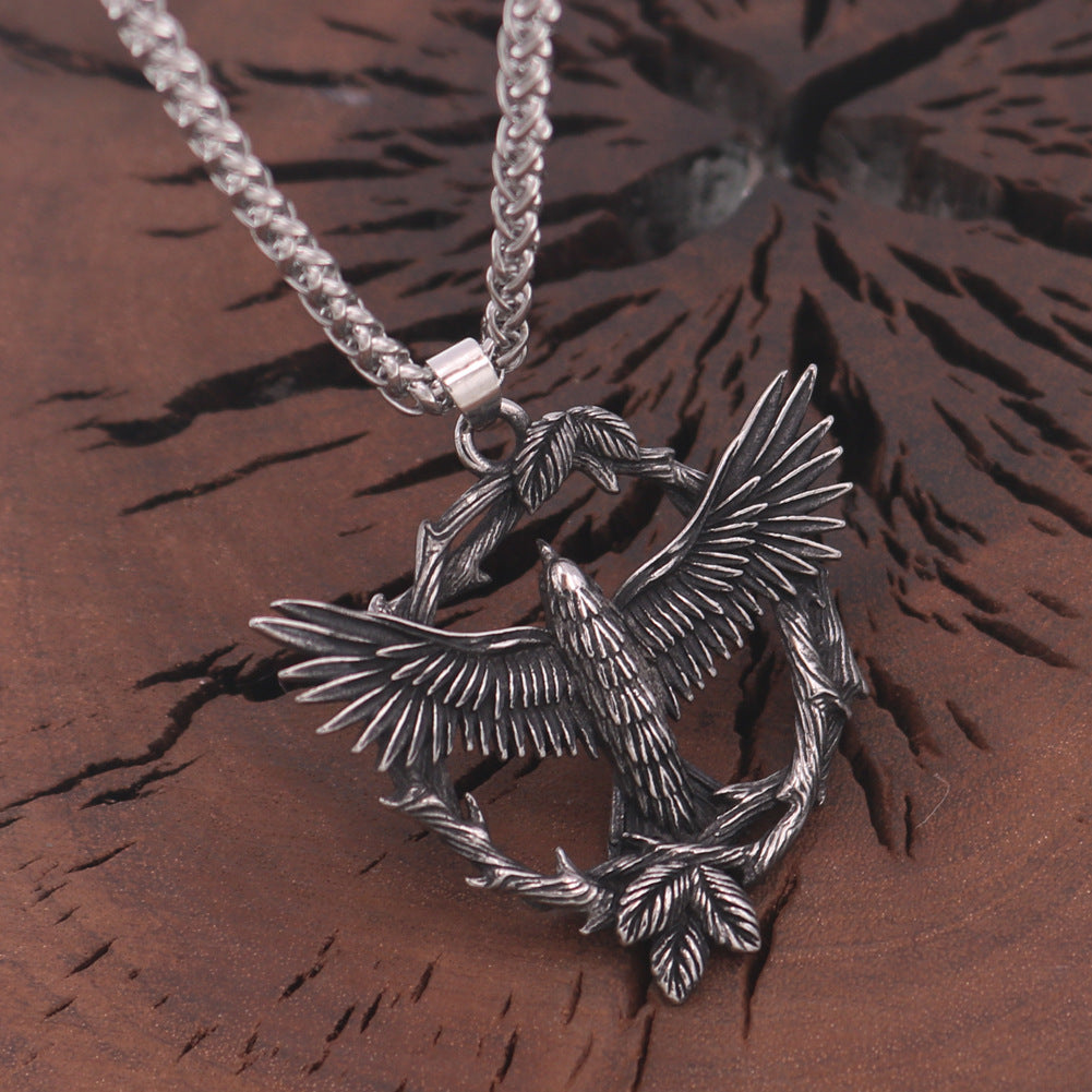 Cross Border Viking Eagle Pendant Necklace with Titanium Bird Design - Men's Retro Fashion Jewelry