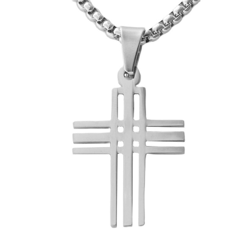 Personalized Retro Titanium Steel Cross Pendant Necklace for Men - Trendy Stainless Steel Design