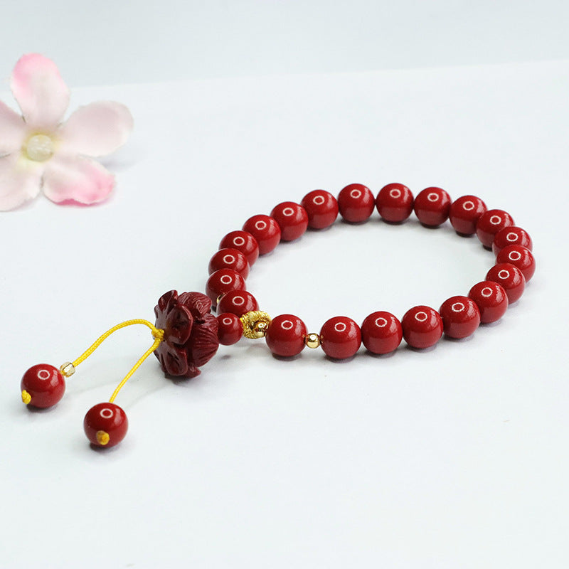 Lotus Safety Buckle Cinnabar Bracelet