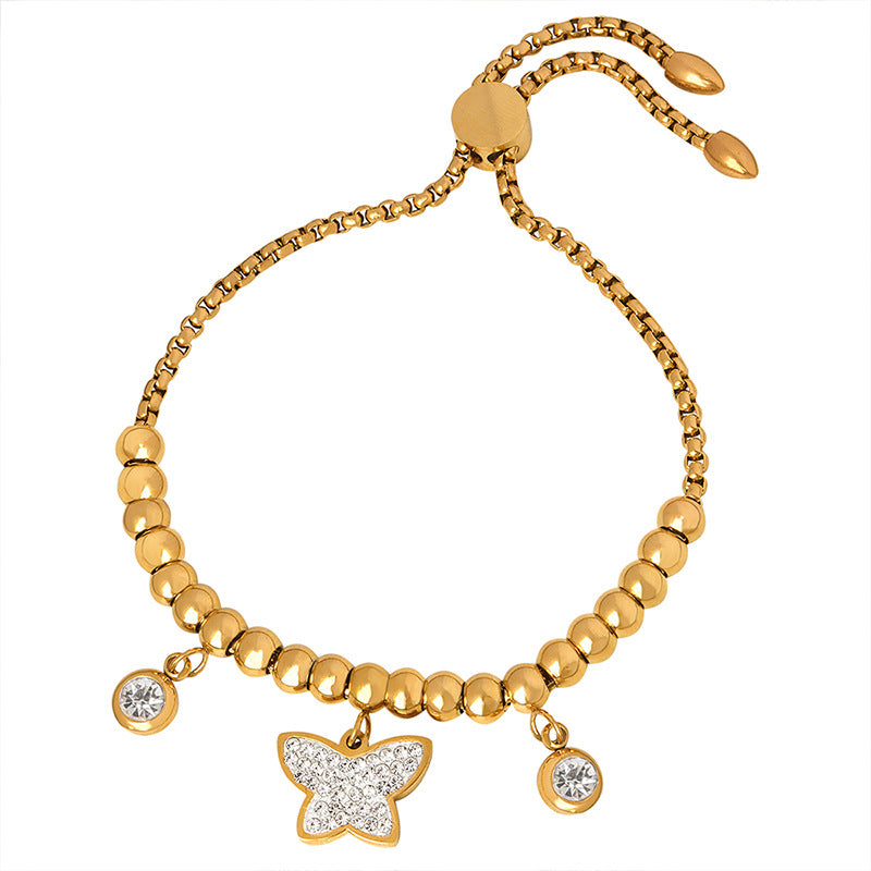 Luxurious Zircon Butterfly Pendant Bracelet Set - Elegant Jewelry for Women