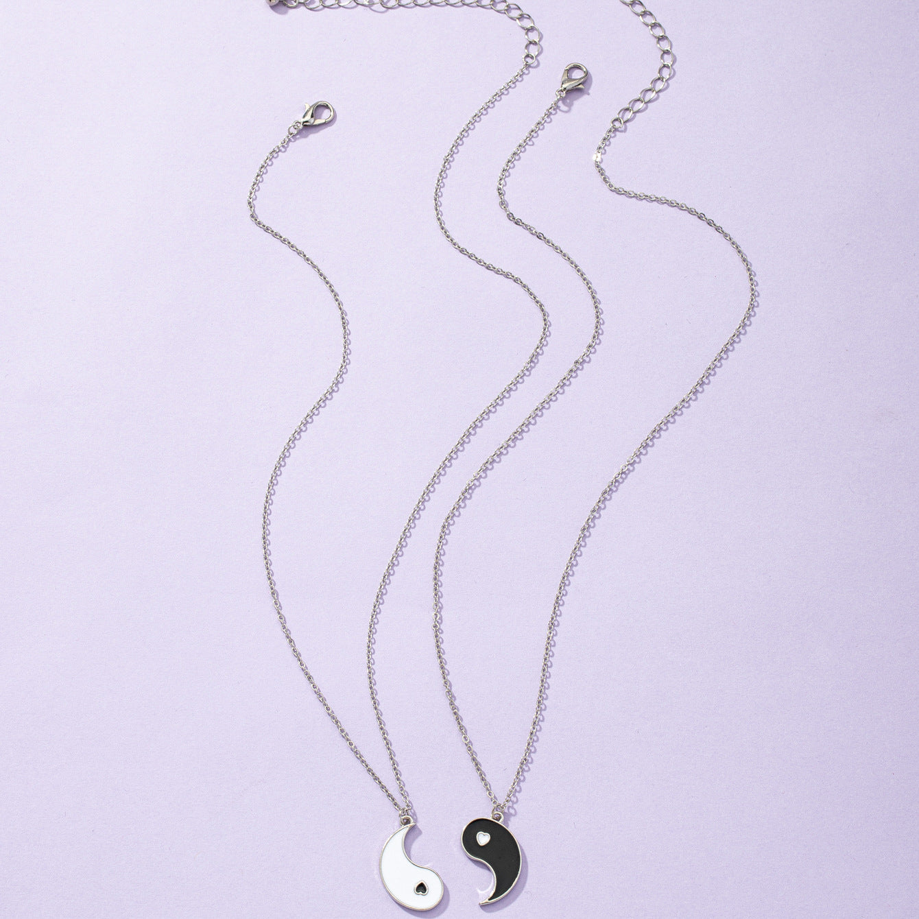 Cross-Cultural Yin Yang Necklace Set with Hierarchical Chain