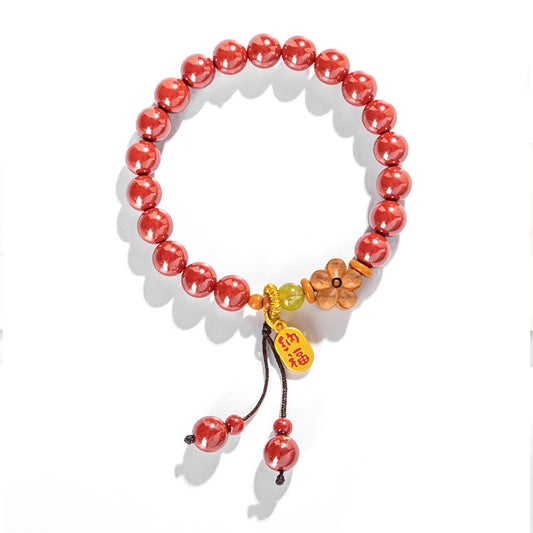 Lucky Animal Year Cinnabar Beaded Bracelet in Chinese Minority Design