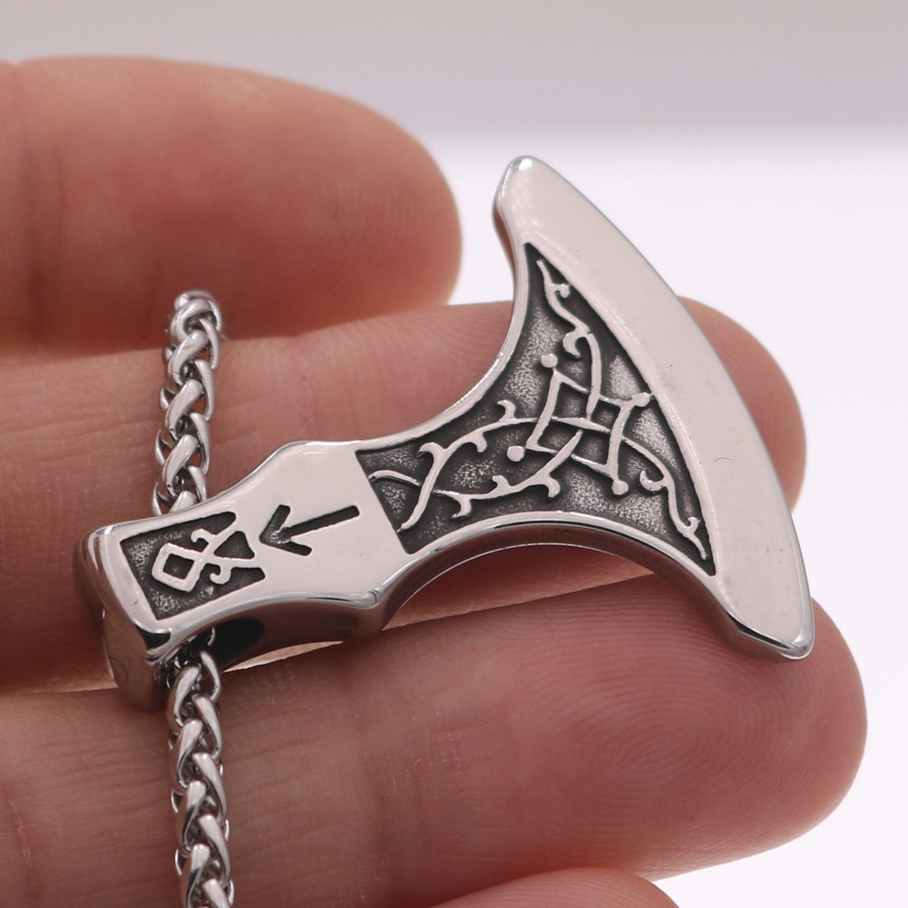 Viking Odin Rune Necklace with Titanium Steel Chain for Men - Norse Legacy Collection