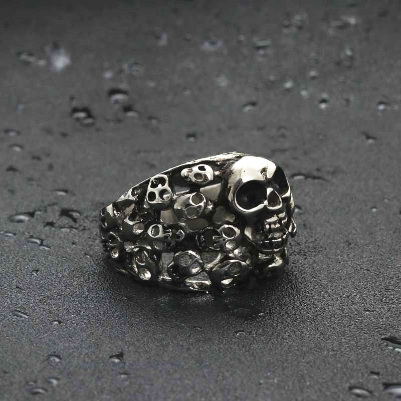 Titanium Steel Retro Skull Ring for Men - Bold Punk Jewelry Direct from Manufacturer