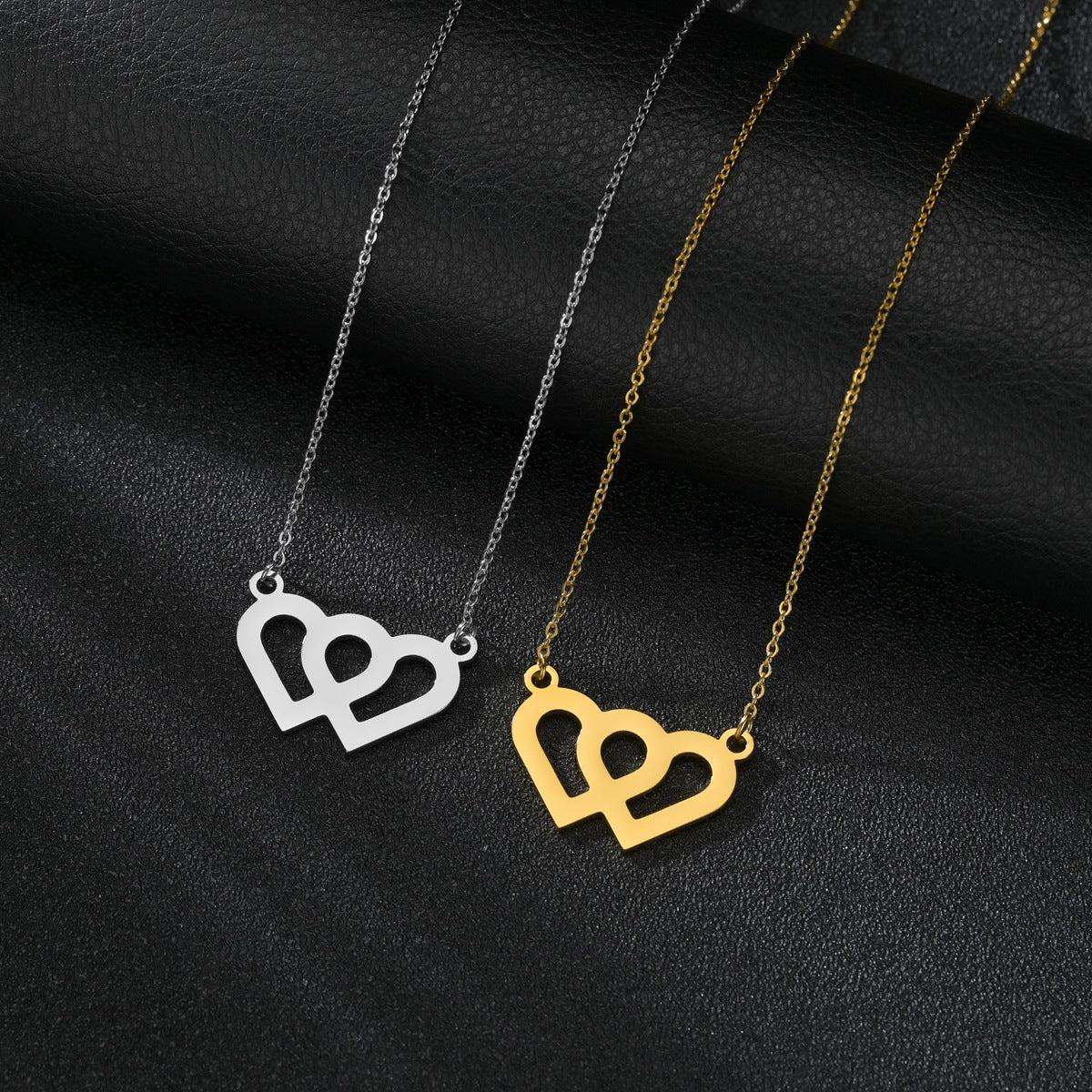 Couple's Double Love Titanium Necklace - Durable & Elegant Piece from Planderful Collection