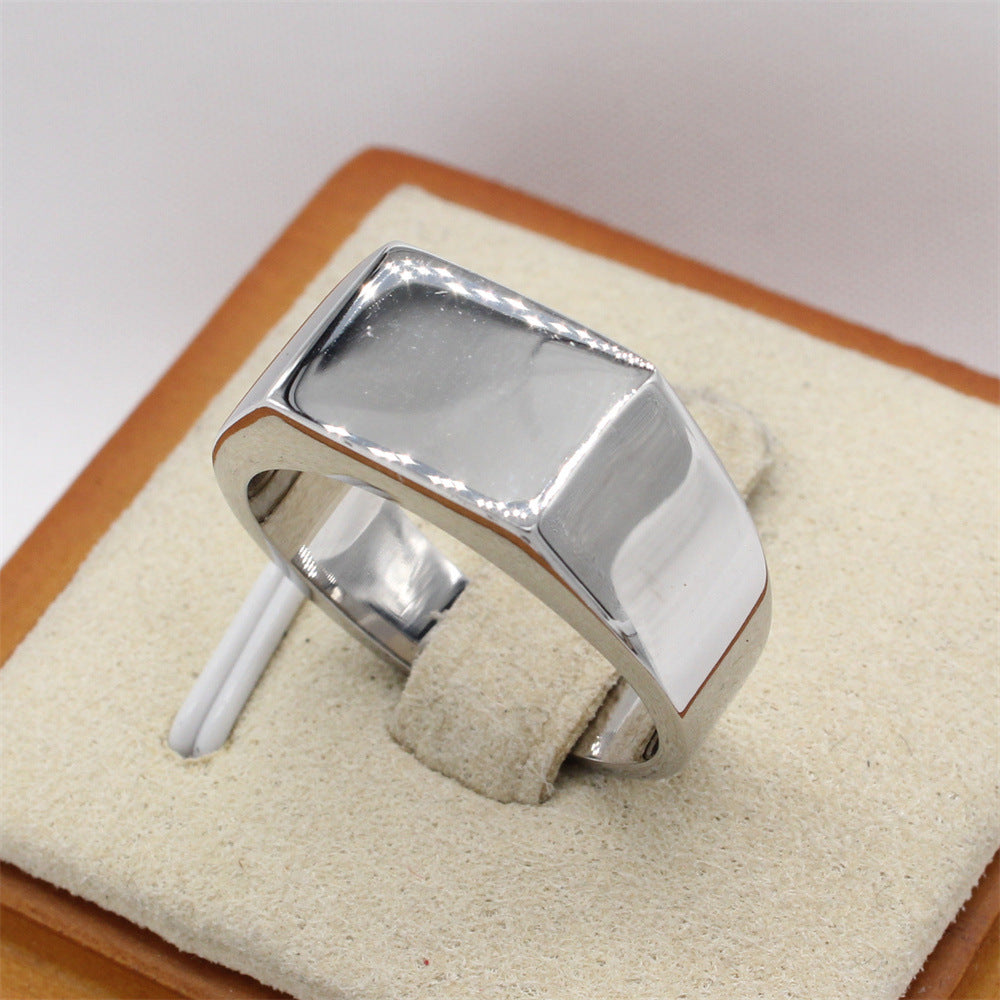 Sleek Titanium Steel Men's Ring with Cold Wind Design