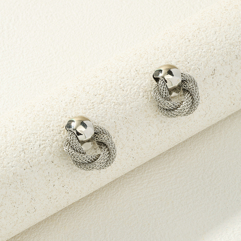 Luxurious Snakeskin Roll Shape Metal Stud Earrings