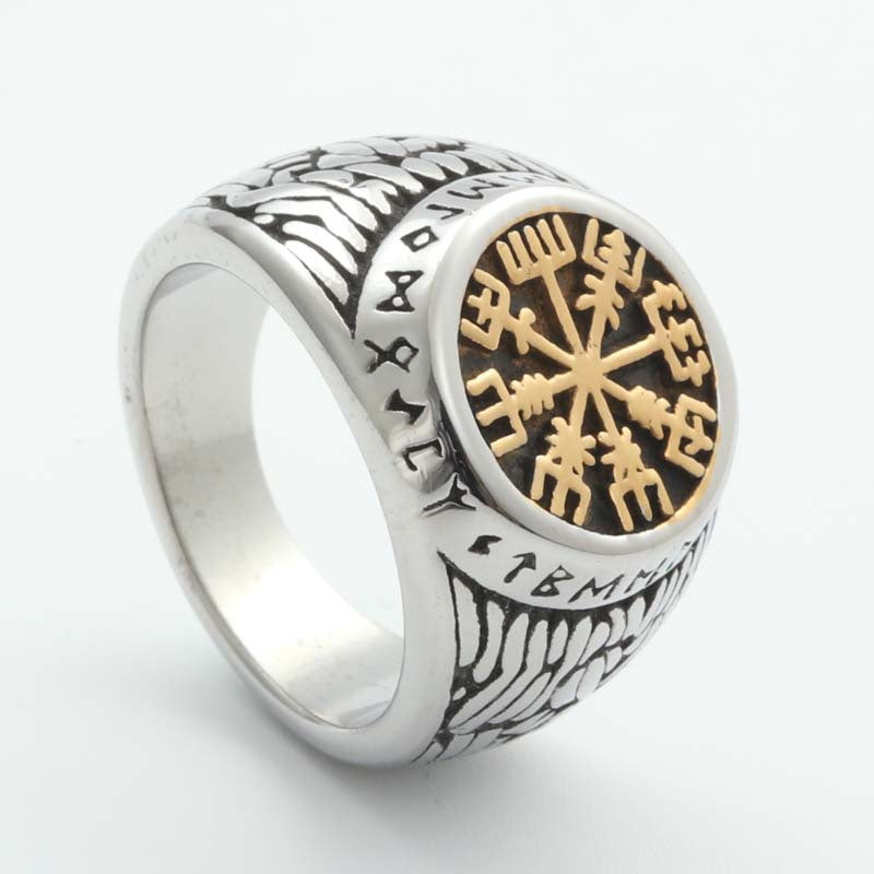 Titanium Steel Viking Compass Ring for Men - Retro Trendy Jewelry Accessory