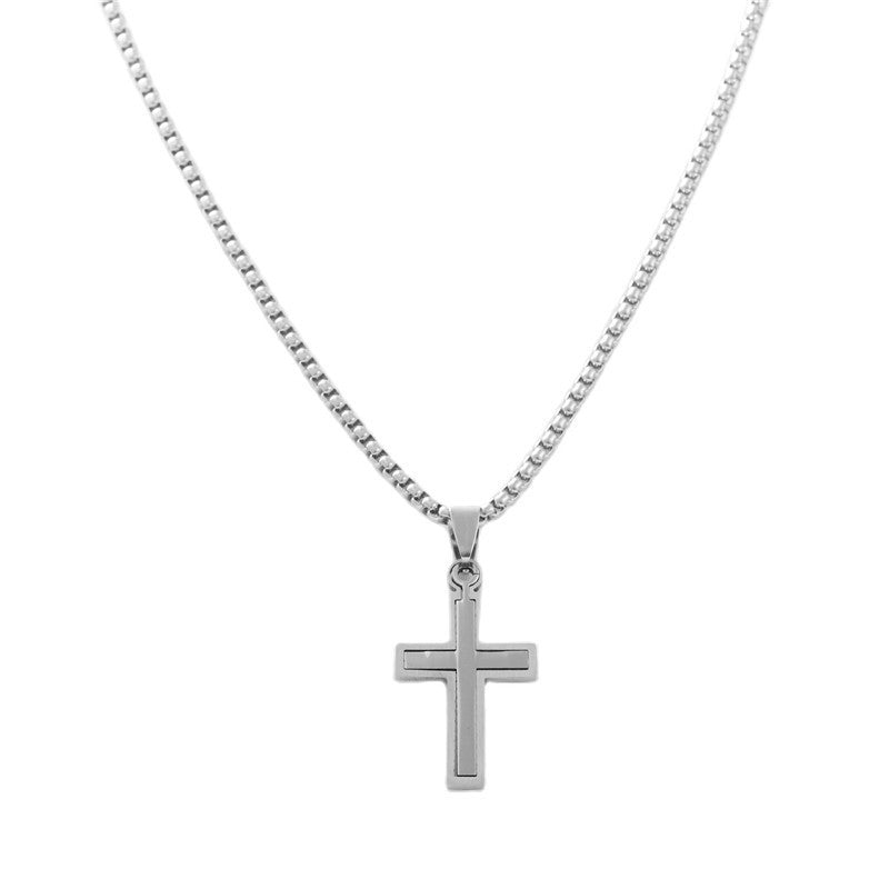 Personalized Retro Titanium Steel Cross Pendant Necklace for Men - Trendy Stainless Steel Design