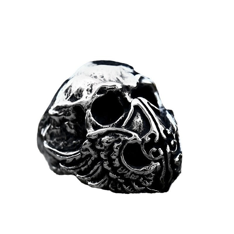 Bold Titanium Steel Skull Ring for Men - Punk Style Hip-Hop Accessory, Sizes 7-13 Available