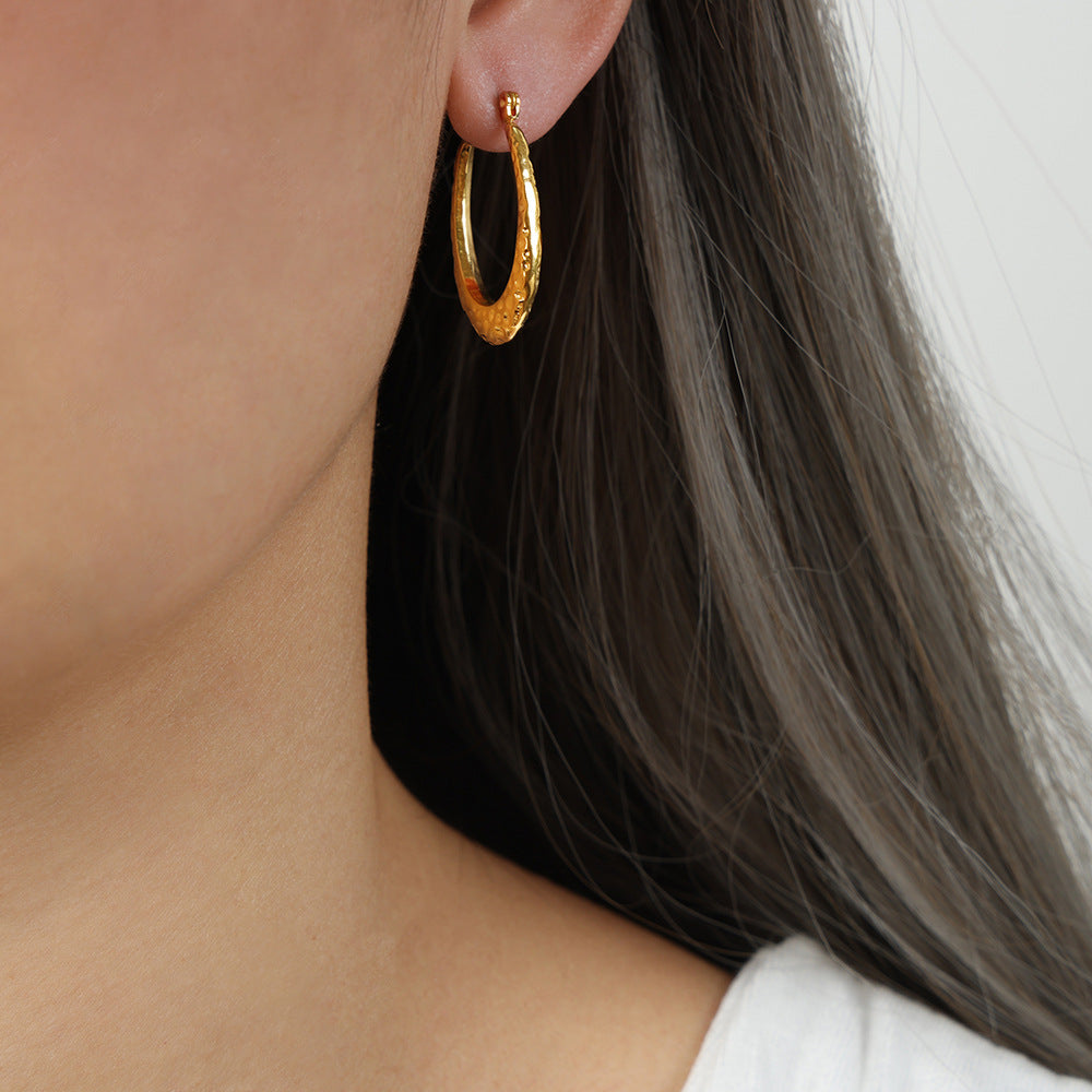 Modern Elegance: Luxe Titanium Steel Gold-Plated Geometric Earrings for Women