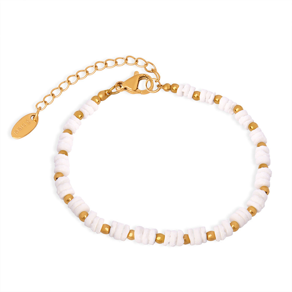 Elegant Titanium Steel Gold-Plated Shell Bracelet for Women