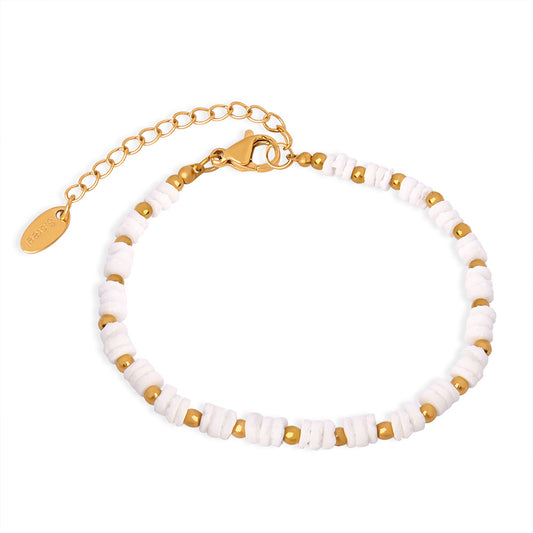 Elegant Titanium Steel Gold-Plated Shell Bracelet for Women