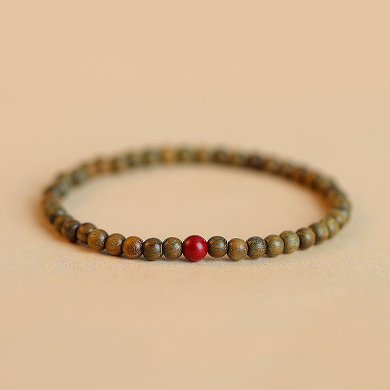 Small and Slim Green Sandalwood Bracelet for Retro Ethnically Inspired Style