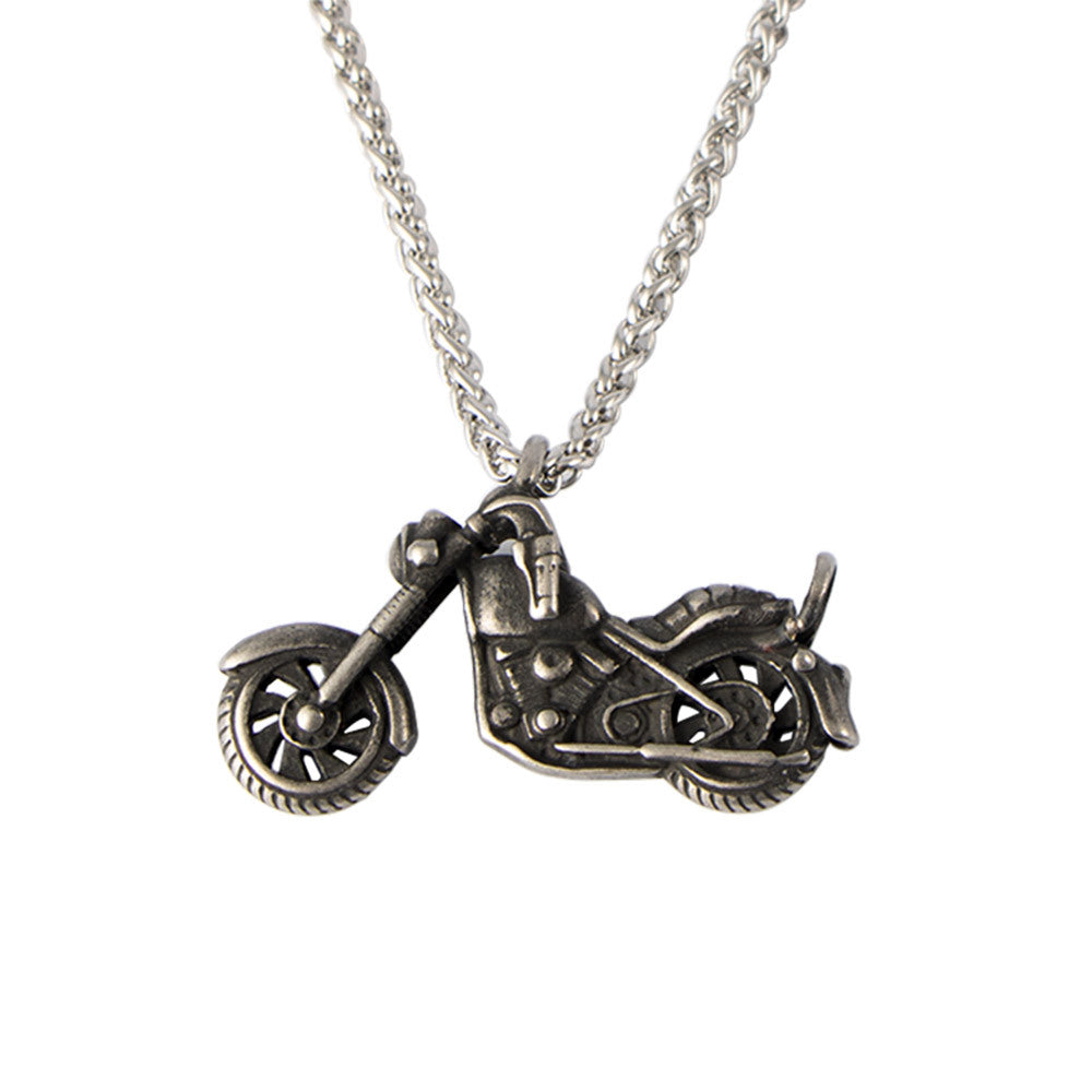 Personalized Retro Titanium Steel Motorcycle Pendant Necklace for Men