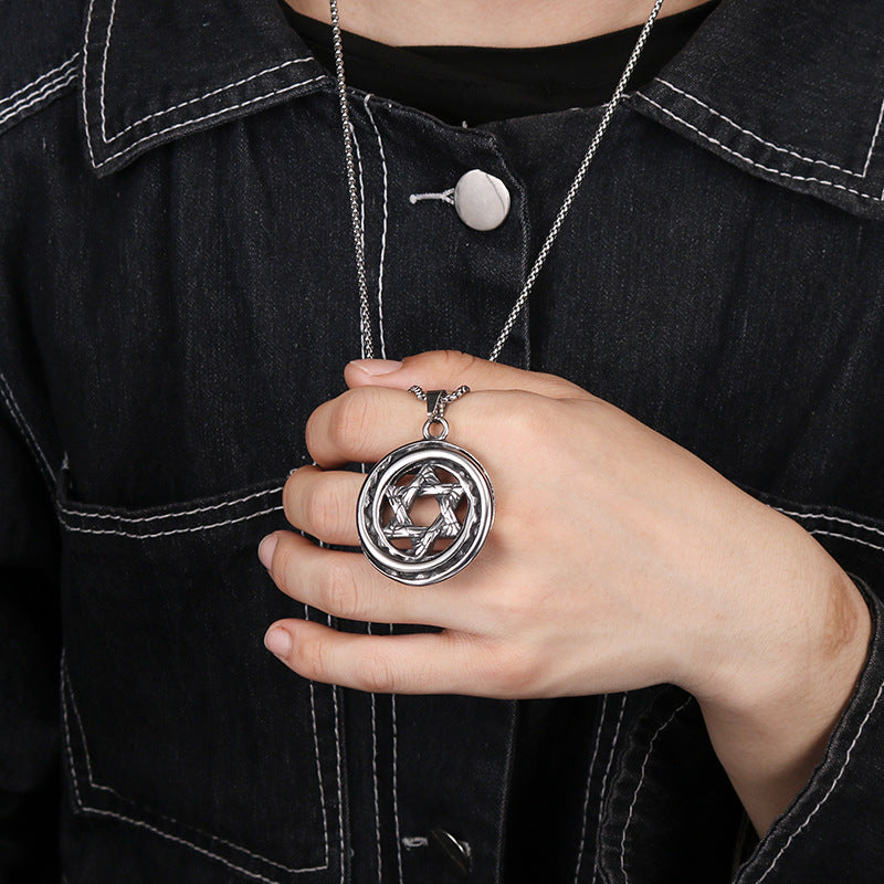 Personalized Retro Men's Hexagram Titanium Steel Pendant Jewelry