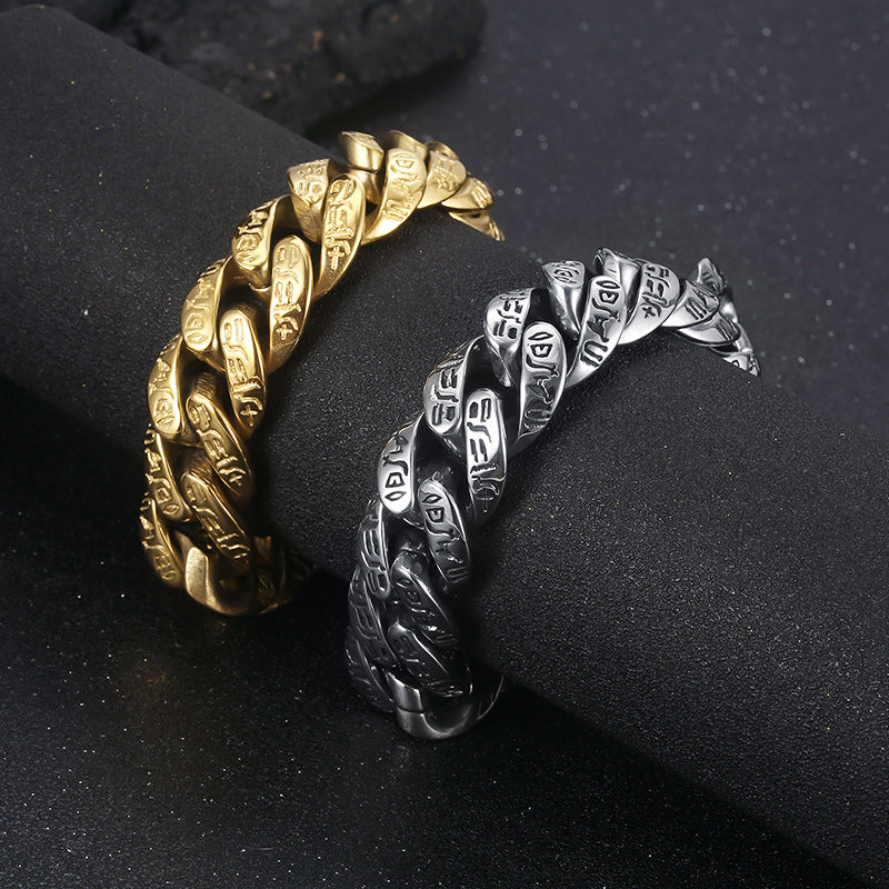 Titanium Steel Egyptian Pattern Bracelet for Men - Punk Retro Domineering Design