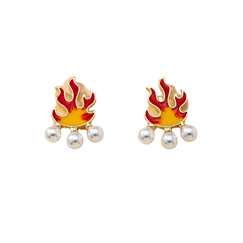 Flame-Shaped Pearl Earrings - Vienna Verve Collection