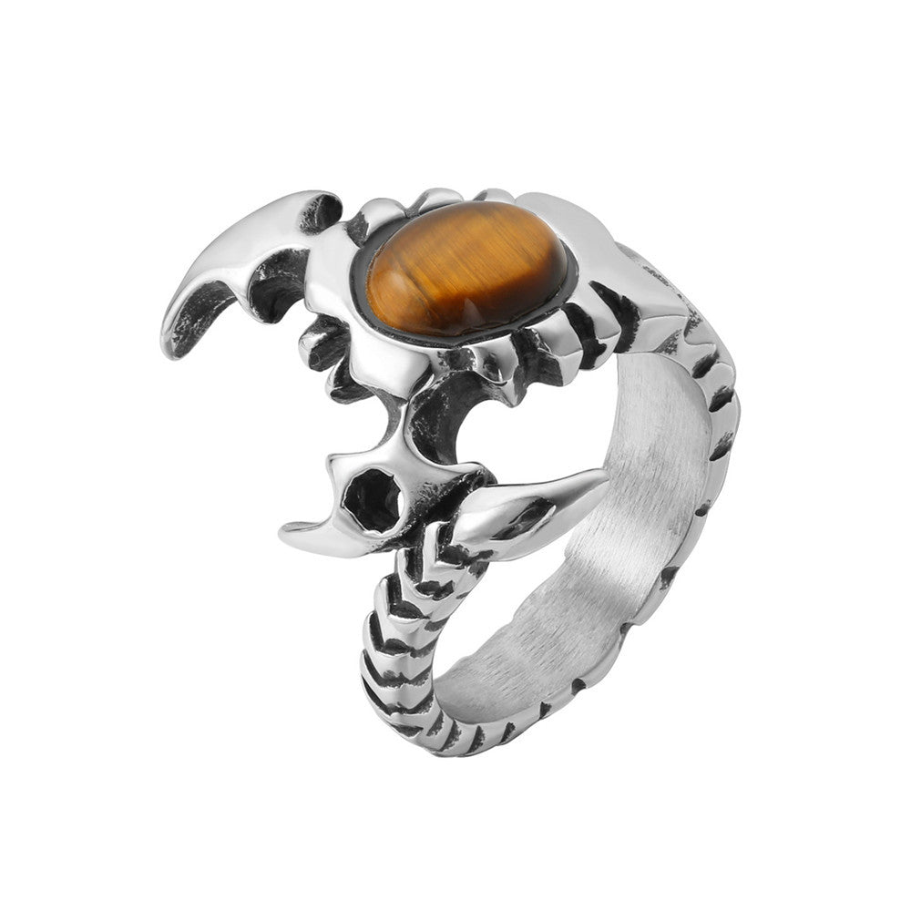 Men's Titanium Scorpion Ring with Retro Punk Style in Europe and America