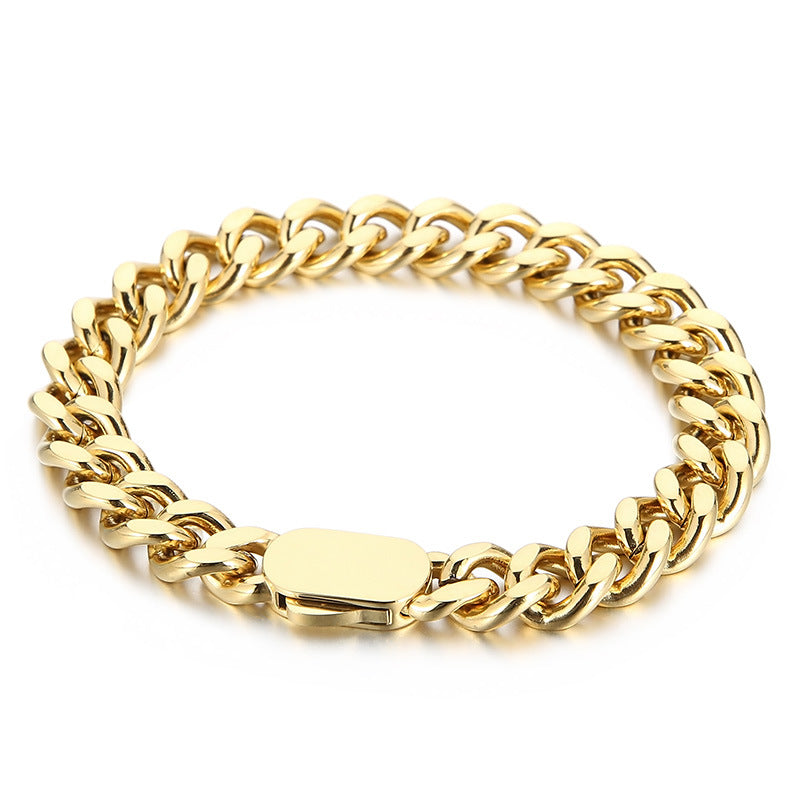 Trendy Titanium Steel Cuban Chain Bracelet for Men - Hip Hop Inspired Fashion Accessory