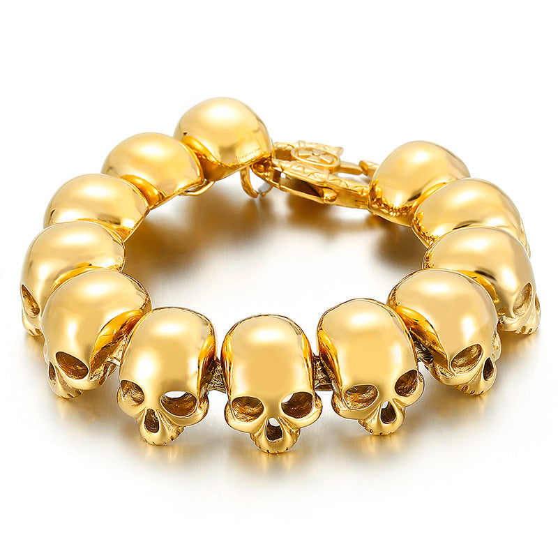 Trendy Men's Titanium Steel Skull Bracelet - Bold Fashion Statement for Modern Style