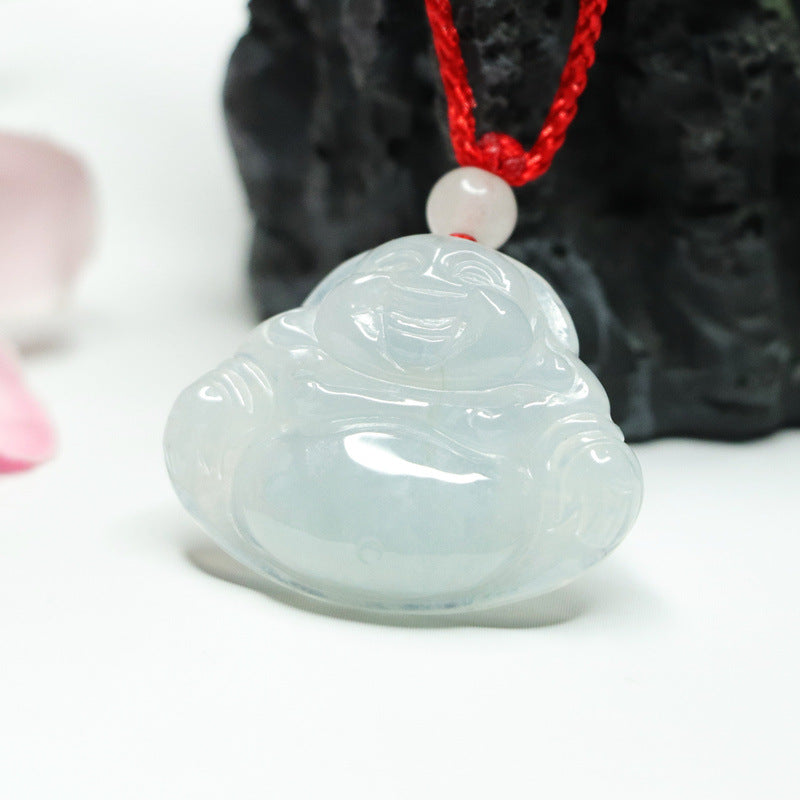 Maitreya Buddha Jade Jewelry Pendant with Sterling Silver Needle