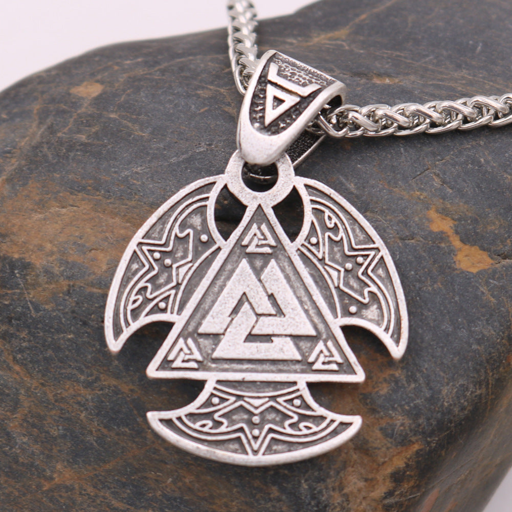 Viking Celtic Gold Necklace with Nordic Mythology Pendant for Men