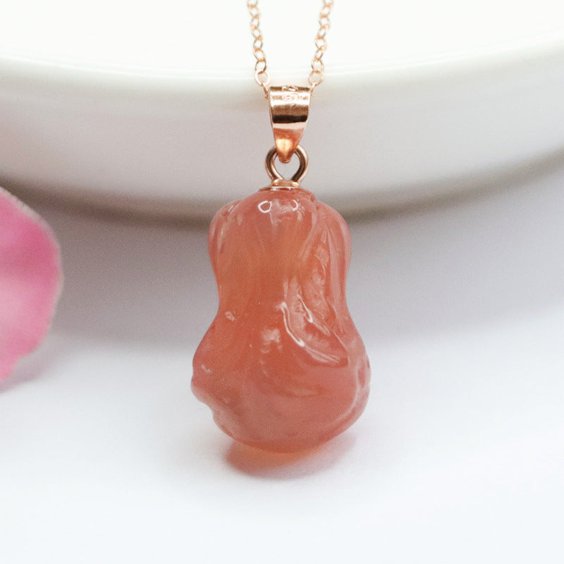 Agate Cabbage Pendant Necklace in Rose Gold-Plated Sterling Silver