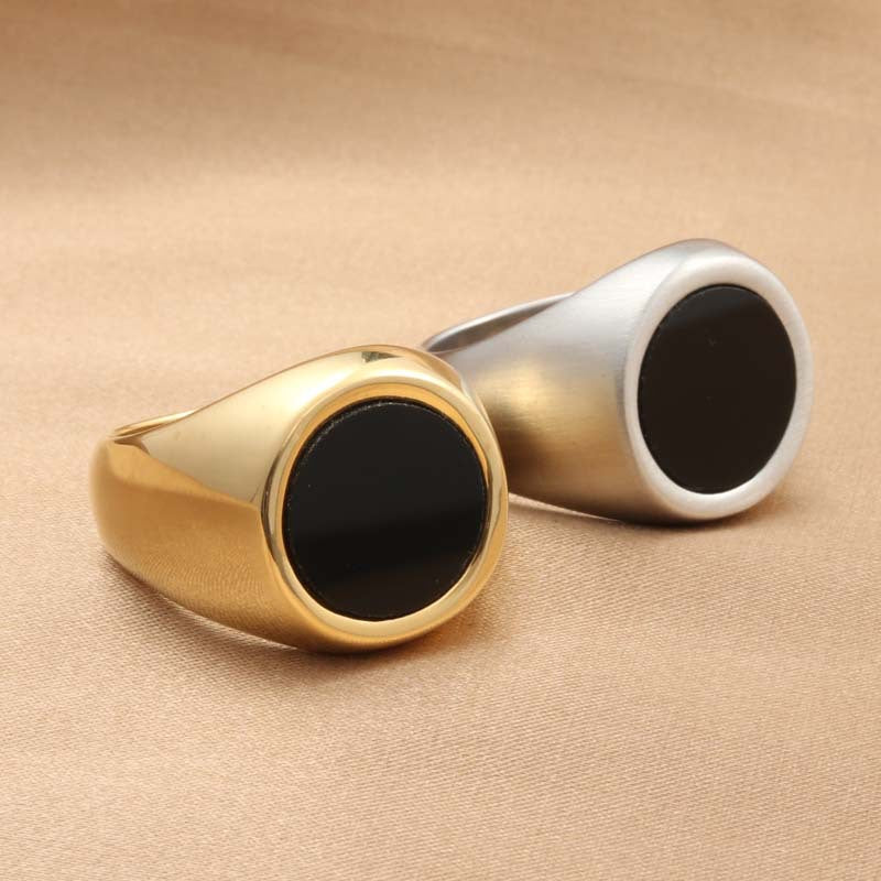 Retro Titanium Steel Epoxy Ring for Men - Trendy Stainless Steel Accessory Direct from Manufacturer