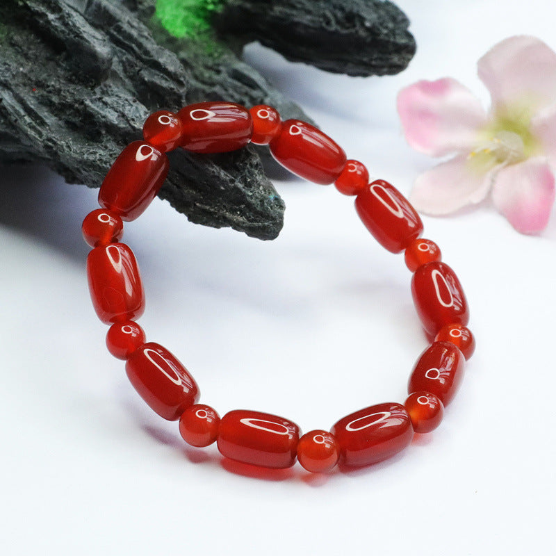 Red Agate Sterling Silver Bracelet