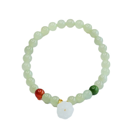 Sailor Lotus Jade Bracelet with Sterling Silver Needle